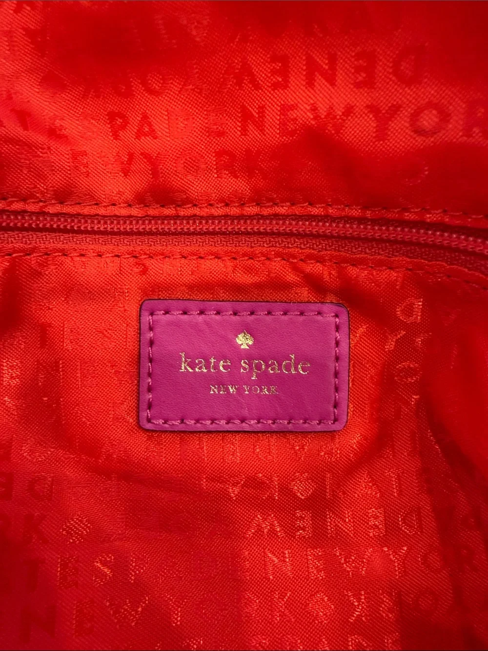 kate spade Hot Pink and Red Logo interior “Unmentionables” Pouch